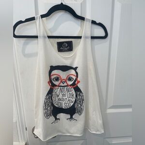 White Owl Graphic Tank